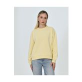 BEC'S Kadın Bisiklet Yaka Sarı Pamuklu Düz Basic Sweatshirt