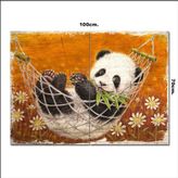 Bedeko Ahşap Tablo Sevimli Panda Ve Hamak Keyfi 70*100Cm
