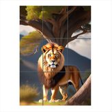 Bedeko Ormanın Kralı Aslan Temalı 9 Parça Puzzle Tablo