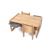 BEEVOLİ 2 Kişilik Çocuk Masası – Ceviz Mdf - GRİ Çekmeceli