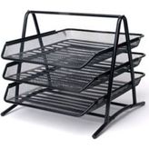 Beha Store Maxx MX100 Perfore Metal 3'lü Evrak Rafı Siyah