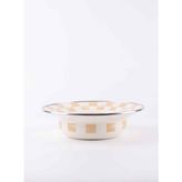 Beige Dama Desenli Emaye Çukur Makarna ve Salata Tabağı 24CM
