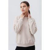 Bej Basic O Yaka Oversize Kadın Sweatshirt - 97053 - L