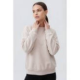 Bej Basic O Yaka Oversize Kadın Sweatshirt - 97053
