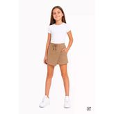 Bej Kız Çocuk Beli Lastikli Basic Okul Şort Etek 24741