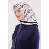 Bej Papatya Desen Twill İpek Eşarp