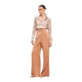 Bel Aksesuarlı Bol Paça Pantolon - CAMEL