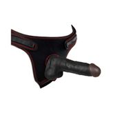 Belden Bağlamalı Strapon Set - İçi Dolu 20 cm Siyah