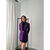 Belden Oturtmalı Blazer Ceket - Mor