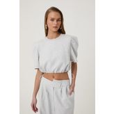 Beli Lastikli Basic Bluz Gri