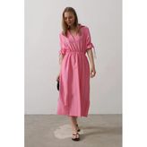 Beli Lastikli Elbise - Pembe