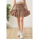 Beli Lastikli Şortlu Etek 1072 - Kahve - 36