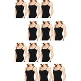 Belifanti Collection Kadın Siyah Ip Askılı Pamuklu Atlet 12'li Set - 2XL