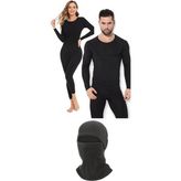 Belifanti Collection Unisex Termal Içlik Alt Üst Takım Polar Maske - Siyah - L - XL