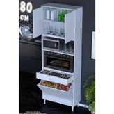 Belin 80 cm Fırın Dolabı Kahve Köşesi Kapaklı Sepetli Mutfak Kiler Dolabı Banyo Dolabı 80x226x32 cm