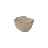 Belirtilmemiş Creavit EG321 Elegant Rim-Off Kanalsız Duroplast Yavaş Kapanan Klozet Kapaklı Mat Cappucino Set Mat Cappucino