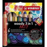Belirtilmemiş Stabilo Woody 3İn1 Arty Kuru Boya Kalemi 6 Renk + Kalemtıraş 8806-1-20 - Yok