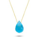 Bella Gloria PP8A003 Mavi Topaz Drop Altın Kolye
