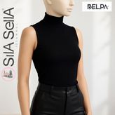 Belpa Sıla Sella Siyah Kadın Boğazlı Atlet - XL
