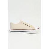 Benetton Bağcıklı Deri Sneakers - Bej