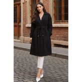 benguen 61673 Çizgili Trençkot Siyah