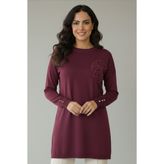 benguen Çiçek Desenli Tunik N3303 Mürdüm