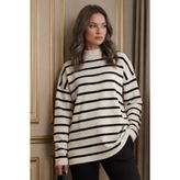benguen Çizgili Triko Tunik R6038 Ekru