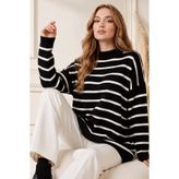 benguen Çizgili Triko Tunik R6038 Siyah