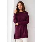 benguen Taşlı Merserize Tunik N3225 Mürdüm