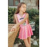 Beniizle Puan Desenli Etekli Kız Çocuk Mayo
