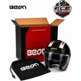 Beon Çenesiz Vizörlü Yazlık Kask [B203] [siyah-Beyaz-Altın] - XL