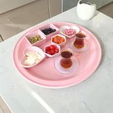 Bereka Sini Tepsi - 50 cm Büyük Boy Metal Çay Kahve Kahvaltı Tepsisi - Pembe