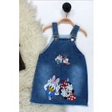 BEREKET BABY Kız Çocuk Kot Jile Salopet Minnie Mouse Baskılı Denim Elbise 2-5Y