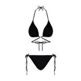 Beria Kadın Çapraz Bağlama Detaylı Üçgen İpli Siyah Bikini Takımı