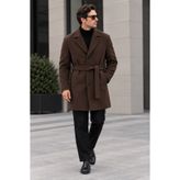 BERMUDA Erkek Oversize Kemerli Kaşe Kaban