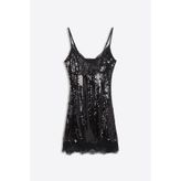 Bershka Askılı dantelli pullu mini elbise