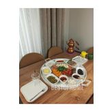 Bestofhome Beyaz Ahşap Kulplu Galvaniz Yuvarlak Tepsi Büyük Boy Bh102