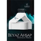 Beyaz Ahşap Elbise Askısı 12 ADET