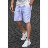 Beyaz Basic Keten Erkek Şort 6506 - 2XL