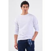 Beyaz Bisiklet Yaka Regular Fit Erkek Sweatshirt