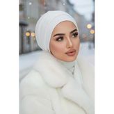 Beyaz Hazır Atkılı Tesettür Bone