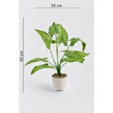 Beyaz Saksıda Yapay Bitki 9 Yapraklı Matris 40 Cm Yeşil