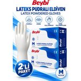 Beybi Eldiven Lateks Pudralı Medium 100'LÜ 2 Adet - Beyaz