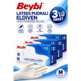 Beybi Eldiven Lateks Pudralı Medium 100'Lü 3 Adet