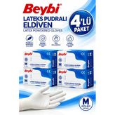 Beybi Eldiven Lateks Pudralı Medium 100'Lü 4 Adet