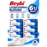 Beybi Eldiven Lateks Pudralı Medium 100'Lü 6 Adet