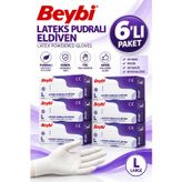Beybi Lateks Eldiven Pudralı Large 100'Lü 6 Adet