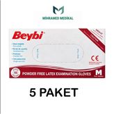 Beybi Lateks Pudrasız Muayene Eldiveni Medium 5 Paket