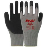 Beybi PL17 Legend No: 9 12 Çift Siyah Polyester Örme Lateks Eldiven