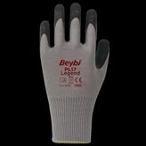 Beybi PL17 Polyester Örme Lateks Camcı Iş Eldiveni 10 Beden - 12 Çift - Siyah - XL